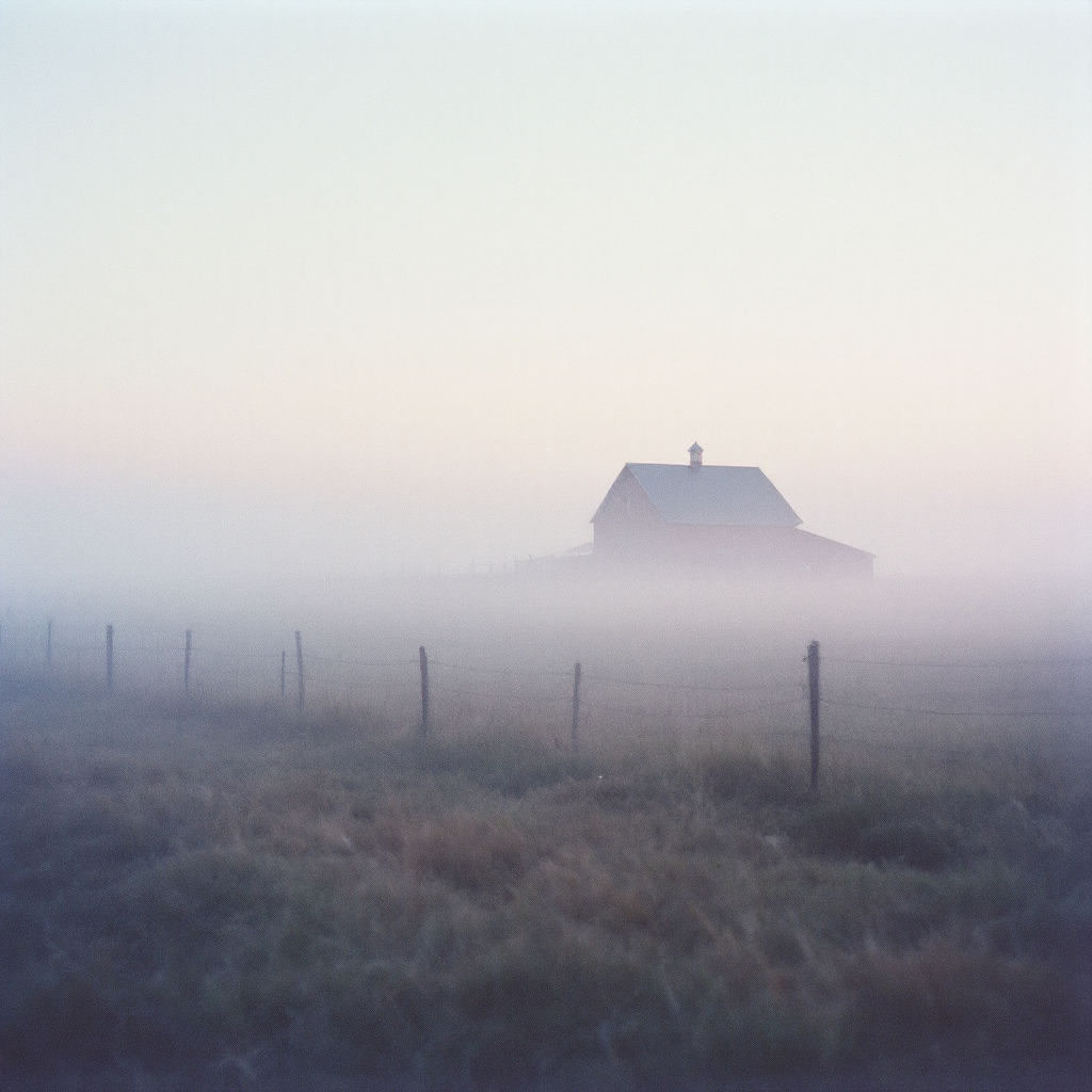 A soft-focus pastel haze in cool blue-grey and dusty rose, edges dissolving, ethereal and weightless.